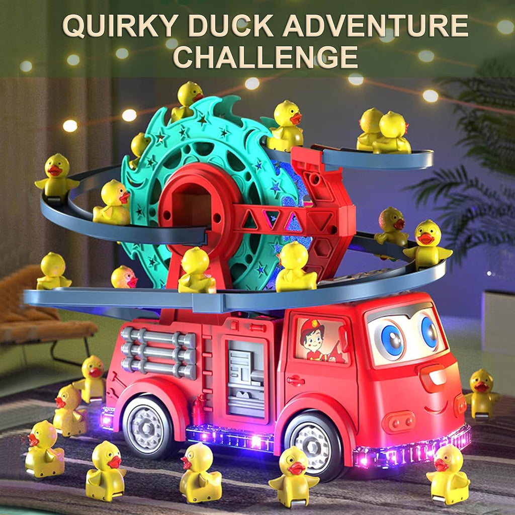 Musical & Lightning Duck Track Fire Truck Set - Future Souk